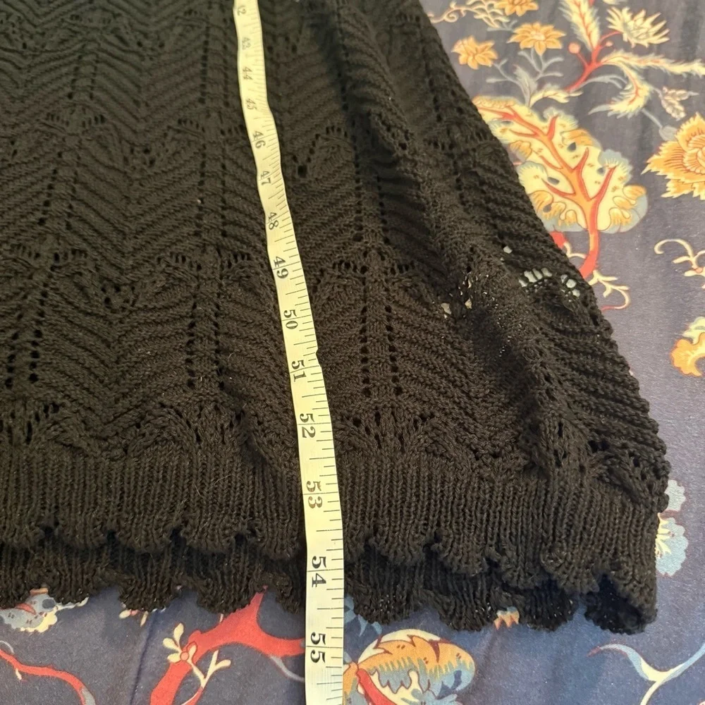 Luxely Wilder Sleeveless V-Neck Knit Midi Scalloped Hem Dress Black S